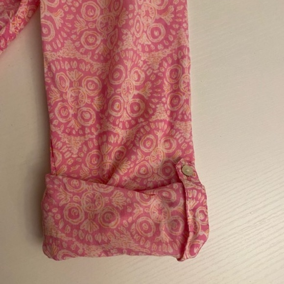 Talbots Pink Floral Patterned Long Sleeve Button Up Shirt Size M - Picture 8 of 15